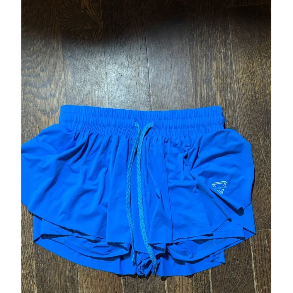 Luogongzi Blue Women's Active Running Flutter Shorts Small